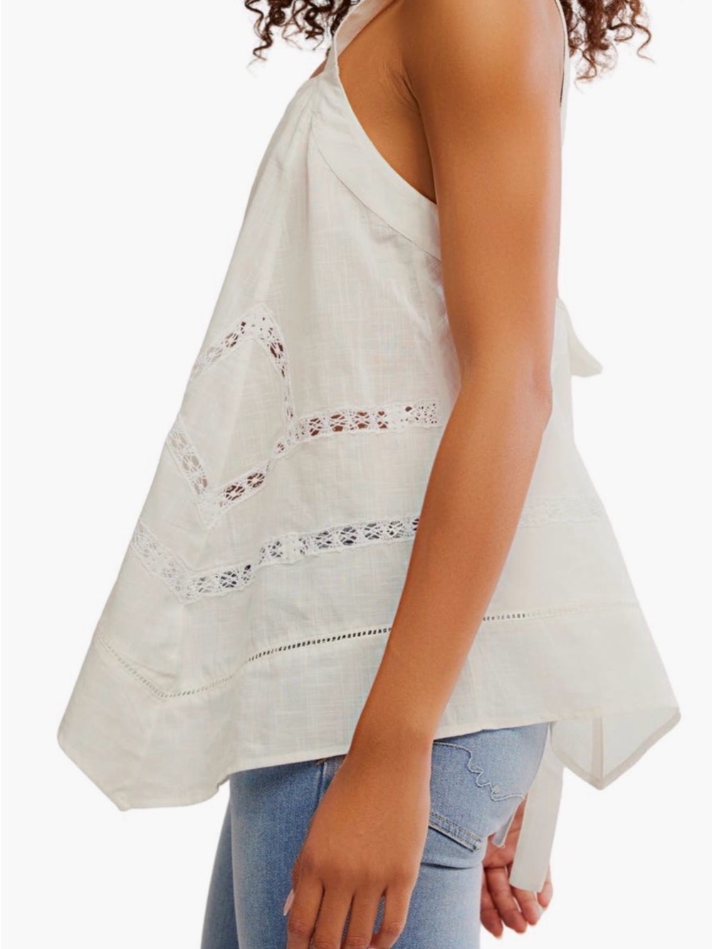 Free People Lace Inset Handkerchief Hem Cotton Camisole - Picture 5 of 6
